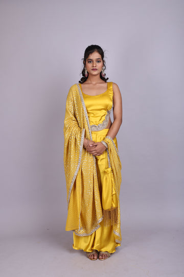 Sunshine Glow Yellow Silk Plazo Set with Dupatta.