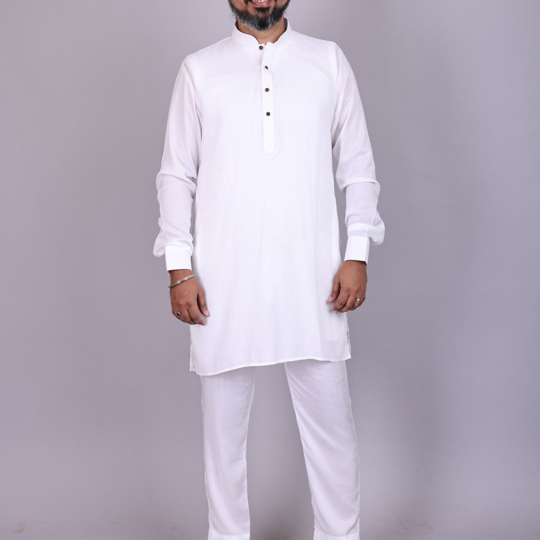 Classic White Modal Kurta Set for Men