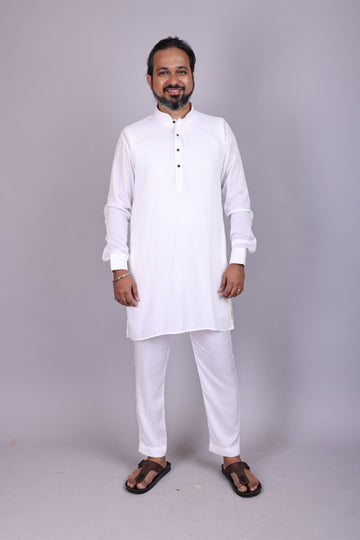 Classic White Modal Kurta Set for Men