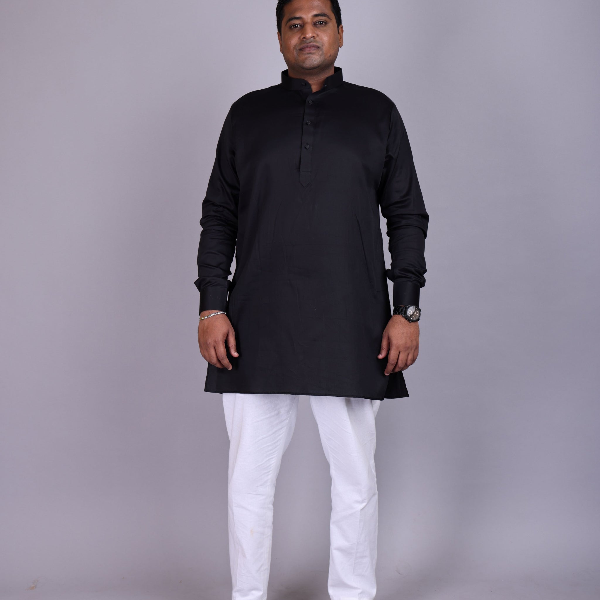 Classic Black Cotton Kurta for Men